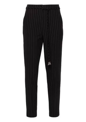Patrizia Pepe ruched-detailed pinstriped trousers - Black