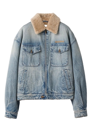 Miu Miu shearling-collar denim jacket - Blue