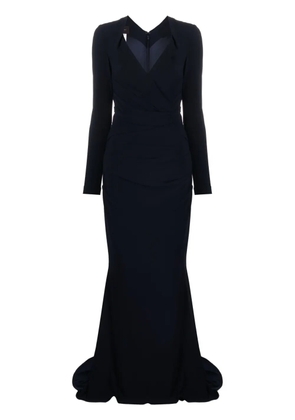 Talbot Runhof draped crepe maxi dress - Blue