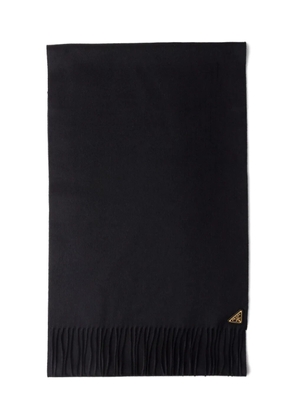 Prada triangle-logo fringed scarf - Black
