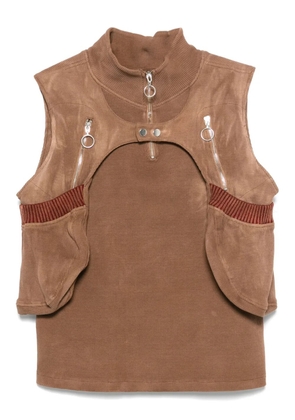 Charlie Constantinou waffle-jersey vest - Brown