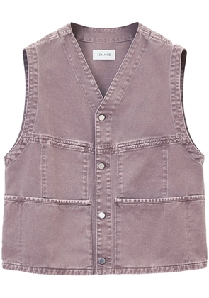 LEMAIRE collarless v-neck denim gilet - Purple