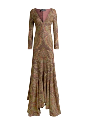 ETRO paisley-print ruffled dress - Brown