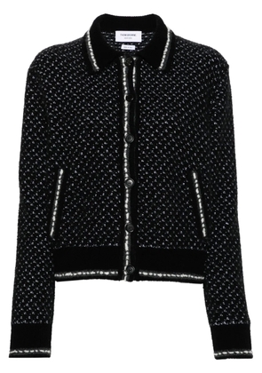 Thom Browne spread-collar tweed bomber jacket - Black
