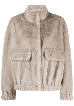 Ba&Sh Paros faux-fur cropped jacket - Grey