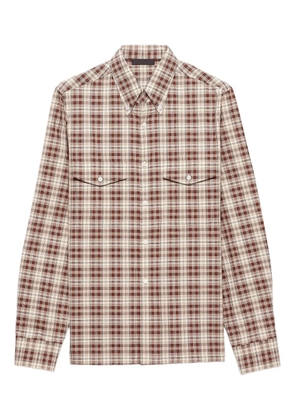 Prada checked-pattern patch-pocket shirt - Neutrals