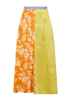 Rosie Assoulin Quartered floral-jacquard A-line midi skirt - Orange