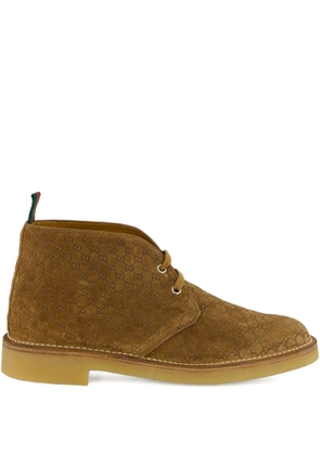 Gucci GG monogram suede boots - Brown