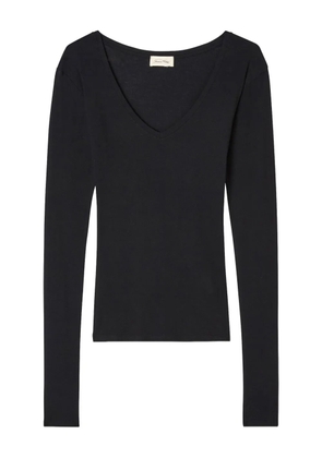 American Vintage Massachusetts long-sleeve v-neck top - Black