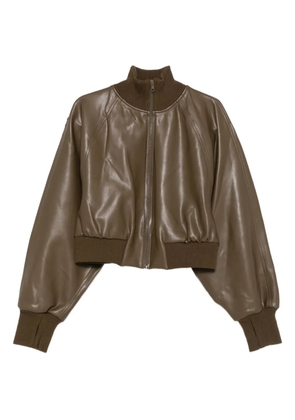 Norma Kamali ribbed-cuff leather jacket - Brown