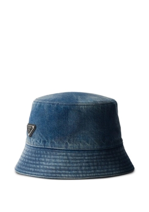 Prada triangle-logo denim bucket hat - Blue