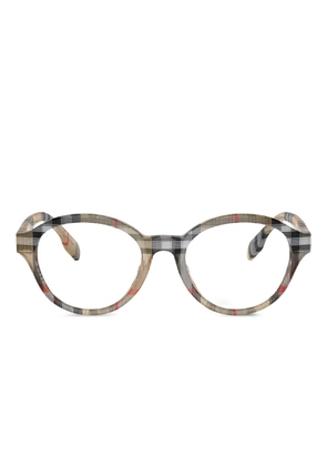 Burberry Eyewear checked round-frame glasses - Neutrals