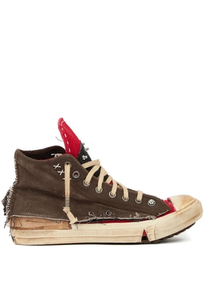 Maison Margiela frayed-edges high-top sneakers - Brown