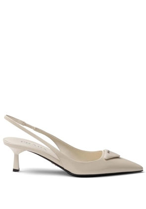 Prada 55mm patent-leather slingback pumps - White