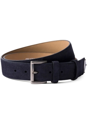 Prada logo-embellished suede belt - Blue