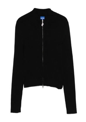 HUGO zip-up ribbed cardigan - Black