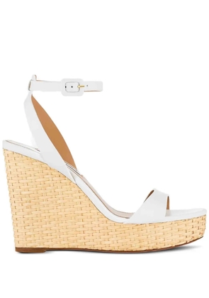 Aquazzura 110mm Sunseeker leather wedge espadrilles - White