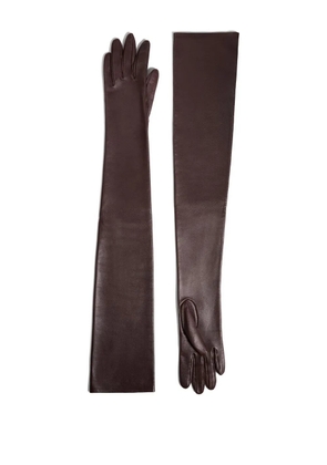 KHAITE leather long gloves - Brown