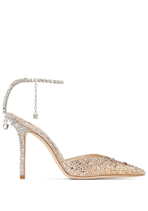 Jimmy Choo 100mm Saeda crystal-embellished pumps - Gold