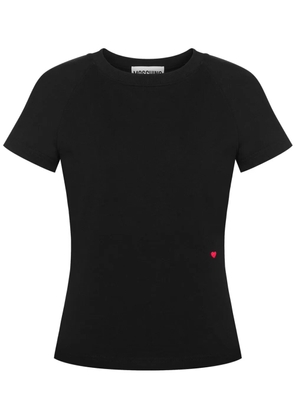 Moschino heart-embroideired cotton T-shirt - Black
