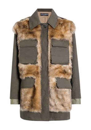 Dolce & Gabbana fur-trimmed coat - Brown