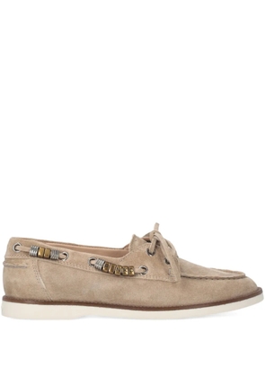 PINKO suede lace-up loafers - Neutrals