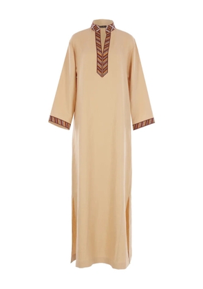 Loro Piana Tilde embroidered three-quarter sleeve maxi dress - Yellow