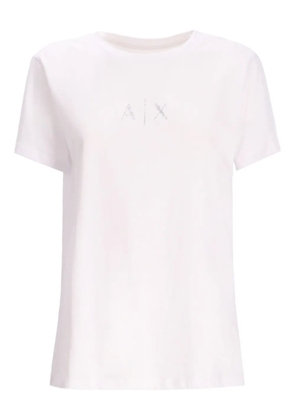 Armani Exchange logo-embroidered cotton T-shirt - White