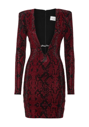 Philipp Plein snakeskin-print mini dress - Red