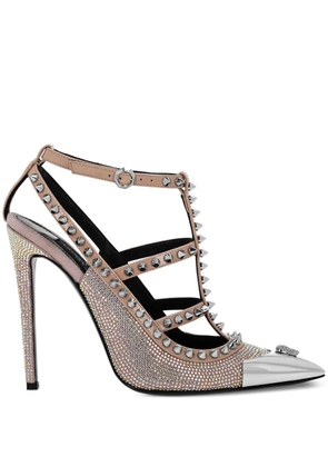 Philipp Plein 120mm skull-embellished leather pumps - Neutrals