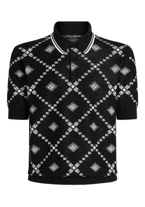 Dolce & Gabbana logo-pattern polo shirt - Black