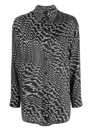 PINKO logo-print spread-collar shirt - Black