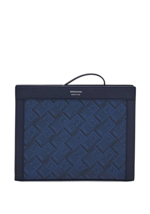 Ferragamo jacquard-monogram clutch bag - Blue