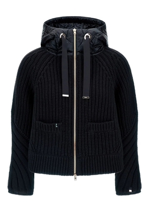 Herno ribbed-knit hooded jacket - Black