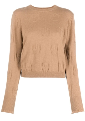 PINKO logo-debossed cashmere top - Brown