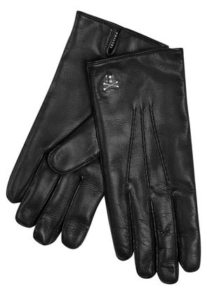 Philipp Plein skull-plaque leather gloves - Black