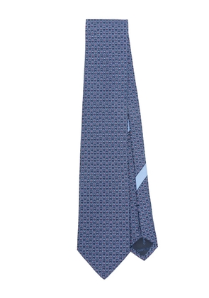 Ferragamo Gancini-print silk tie - Blue