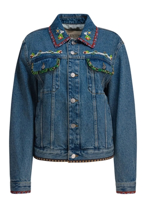 Valentino Garavani beaded-embroidery denim jacket - Blue