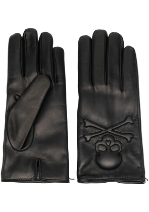 Philipp Plein cashmere-lined leather gloves - Black