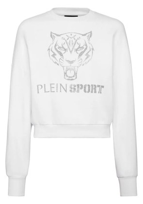 Plein Sport tiger-print cropped sweatshirt - White