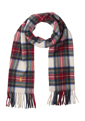 Polo Ralph Lauren plaid fringed scarf - White