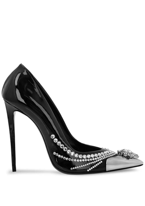 Philipp Plein 105mm crystal-embellished patent leather pumps - Black