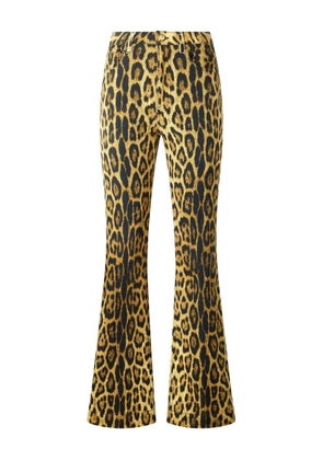 Roberto Cavalli jaguar-print flared jeans - Brown