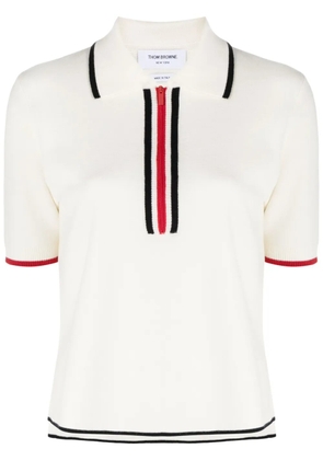 Thom Browne RWB-striped virgin wool polo shirt - White
