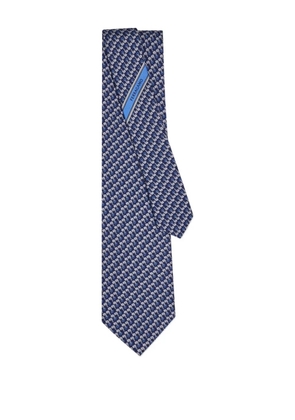 Ferragamo elephant-printed silk tie - Blue