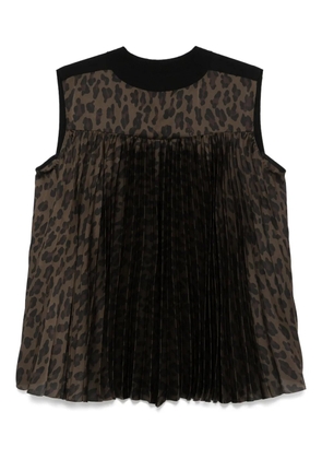 sacai leopard-print cotton top - Brown