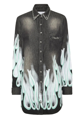 Philipp Plein Flame Racing denim shirt - Grey