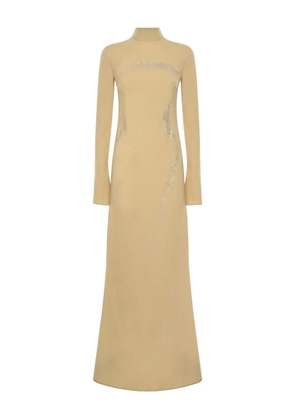 Taller Marmo Ziegfeld embellished high-neck maxi dress - Neutrals