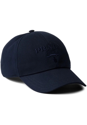 Prada logo-embroidered cotton cap - Blue