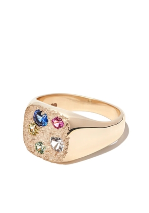 Bleue Burnham 9kt yellow gold Hanging Basket sapphire signet ring
